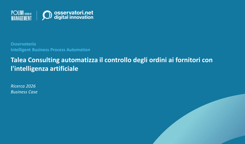 Talea Consulting automatizza il controllo degli ordini ai fornitori con l'intelligenza artificiale
